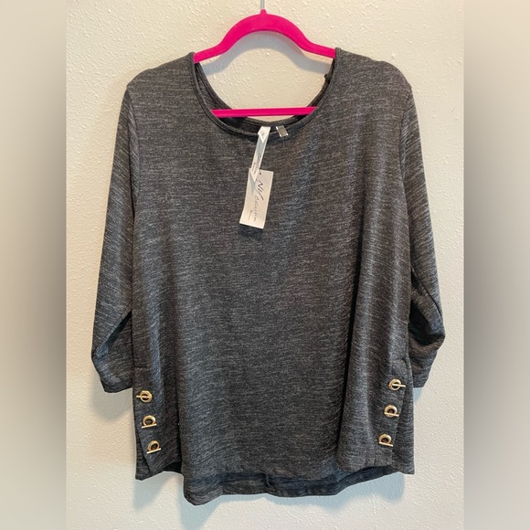 2X NY Collection Women’s Gray Long Sleeve Blouse New With Tags - Picture 8 of 12